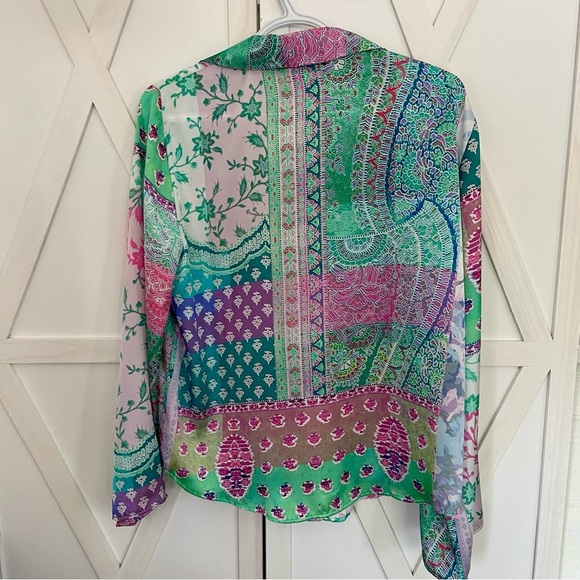 Zara Silky Colourful Patchwork Blouse - Picture 7 of 11